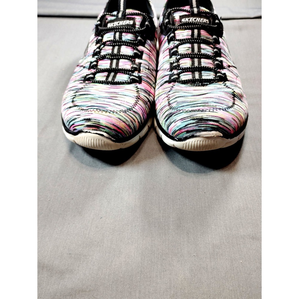 Skechers Women 9.5 Empire Game On Black Multicolor Slip‎ On Sneaker Shoes 12414 - Picture 3 of 12